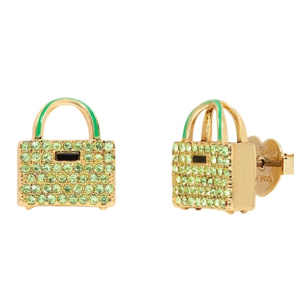 KATE SPADE • Sweet Treasures Green Purse Bag Stud Earrings - Picture 3 of 7